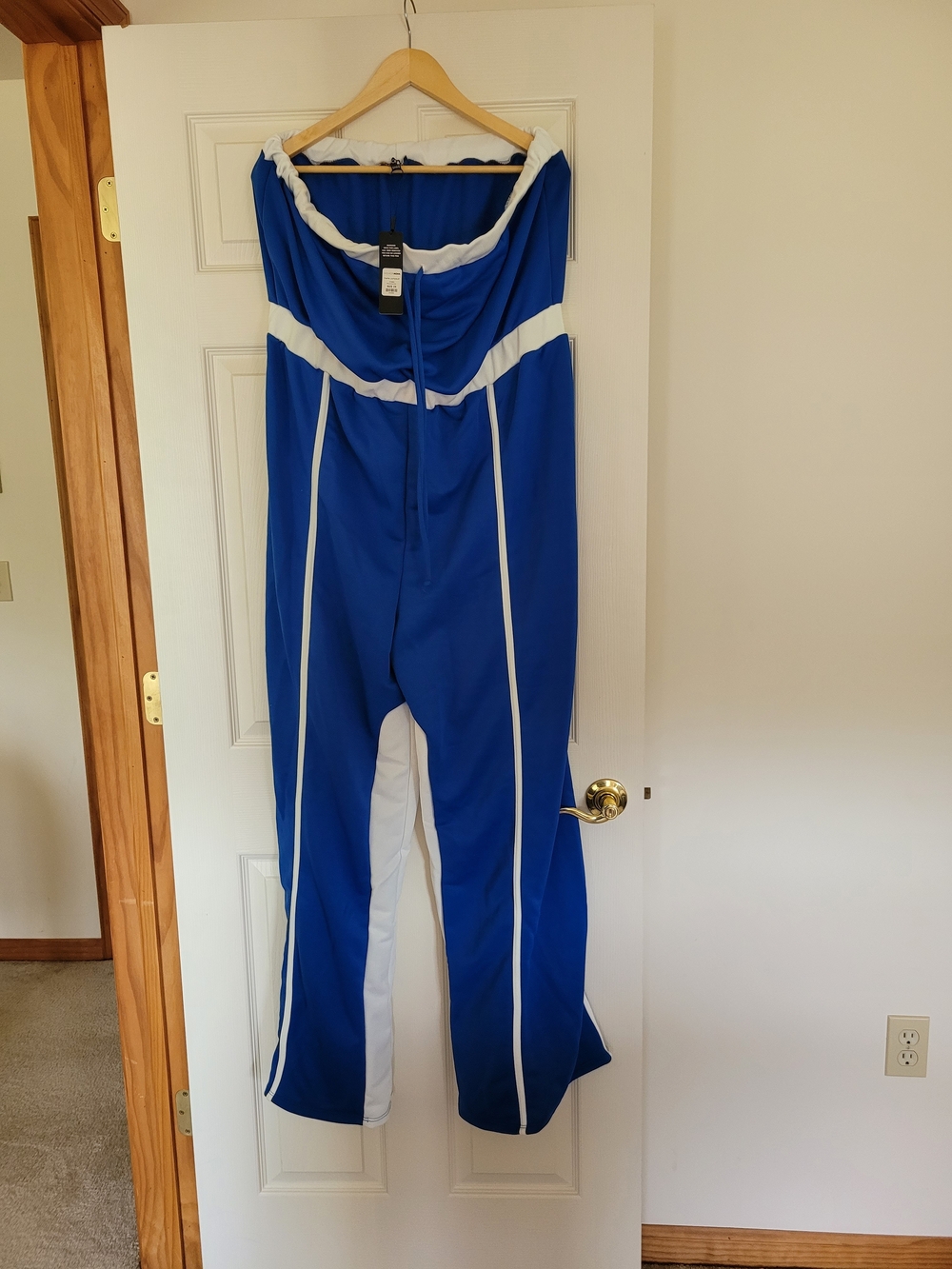 Blue & White Strapless Jumpsuit